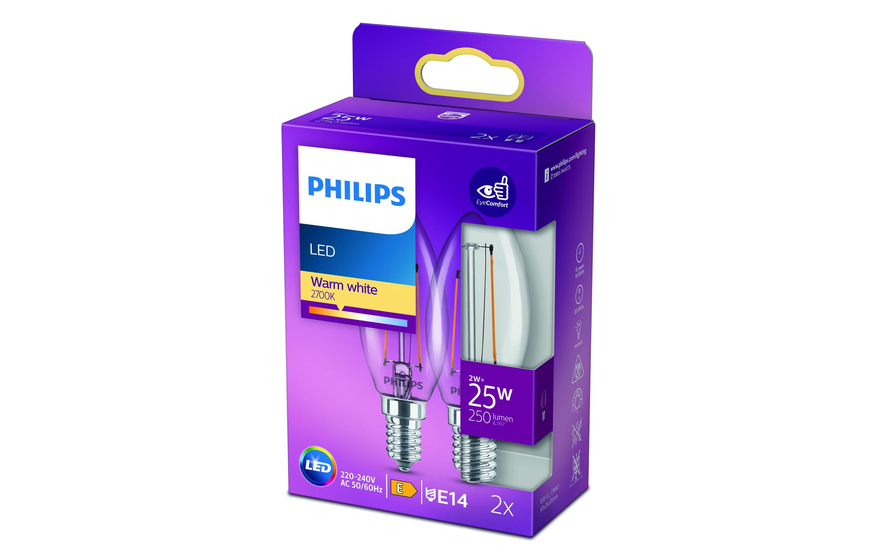 Lampe LEDcla 25W E14 B35 WW CL ND 2PF WarmweissLeuchtmittel B35 mit klarem Glas