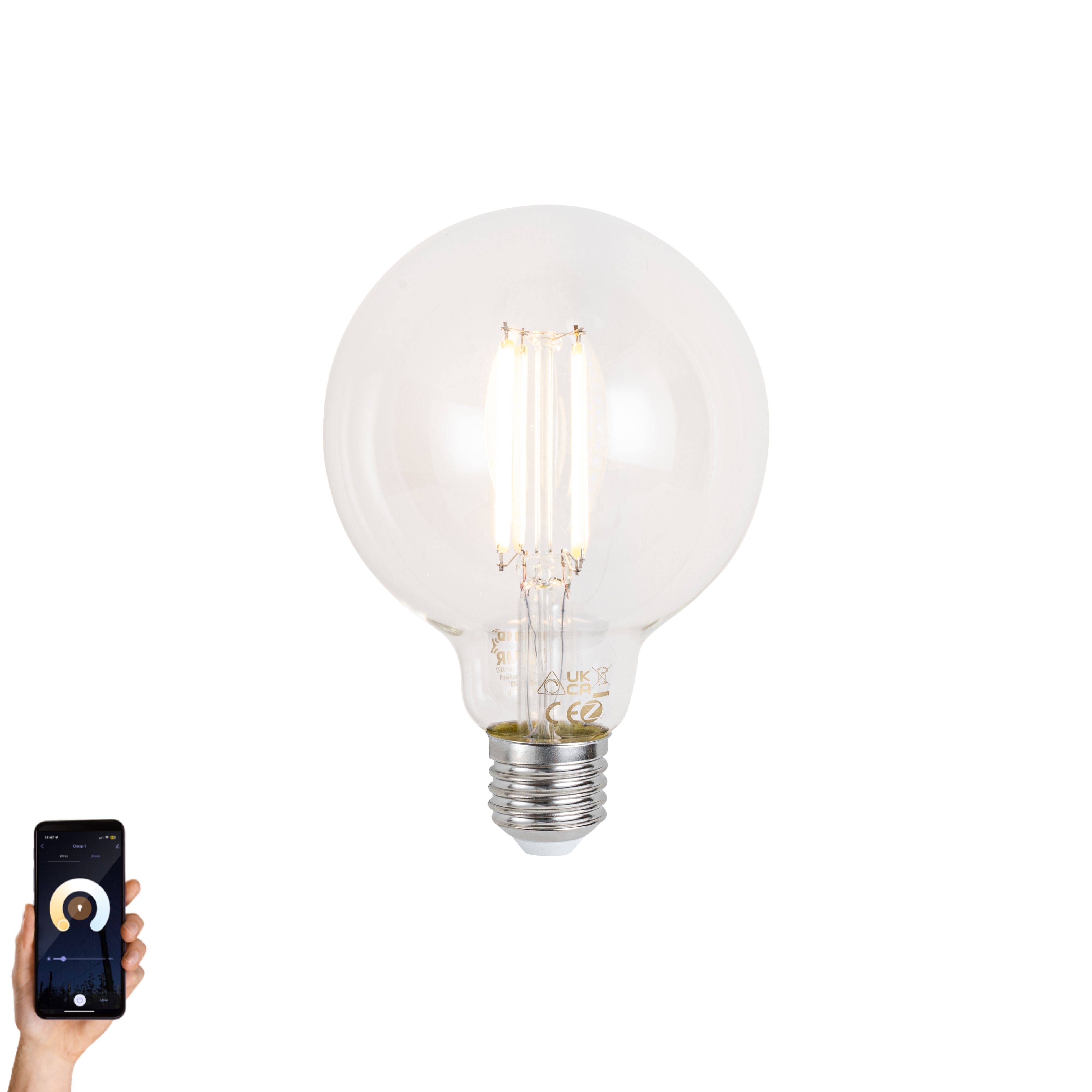 Smart E27 dimbare LED lamp G95 helder 7W 806 lm 2700-6500K
