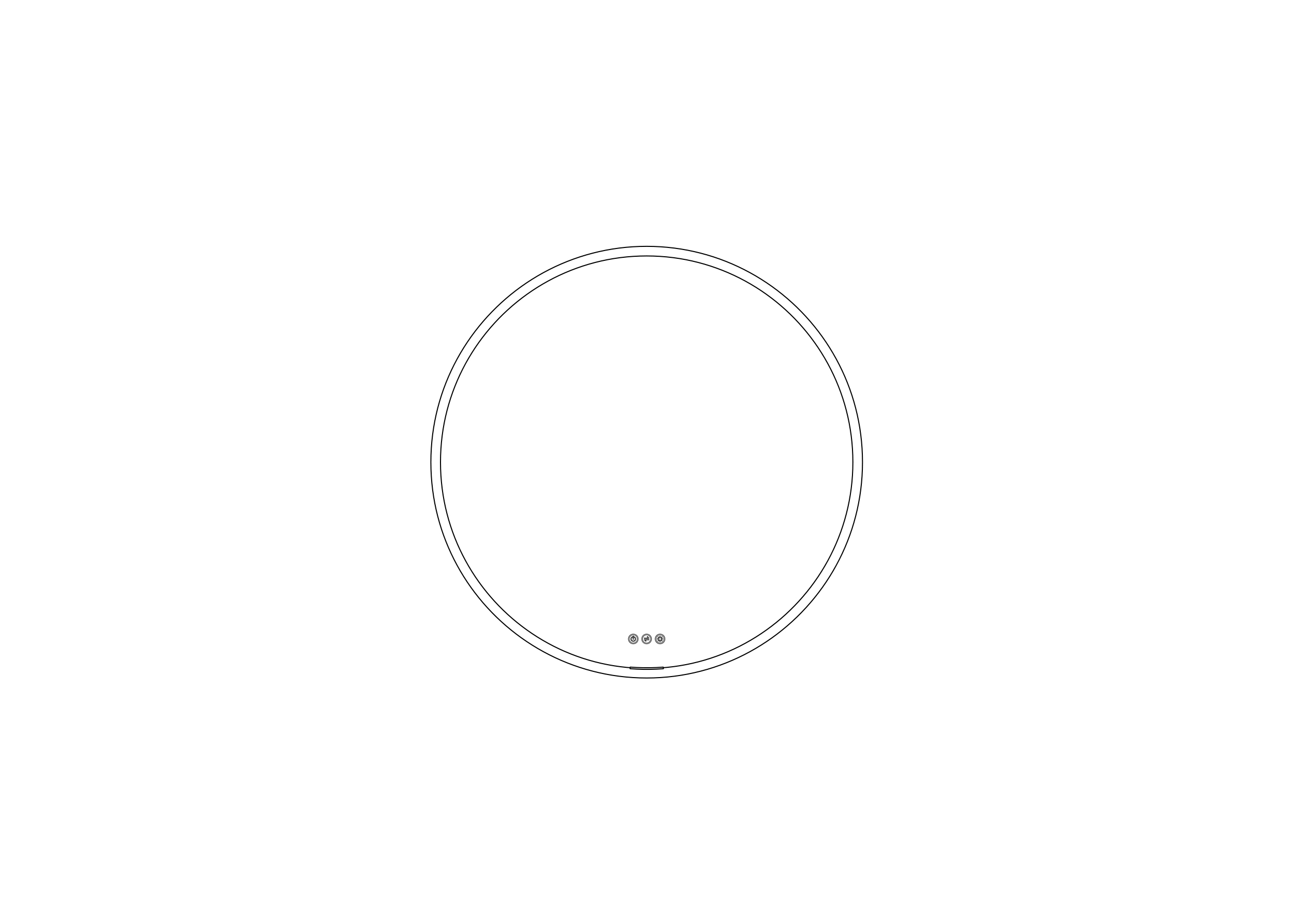 Thebalux M04 ronde spiegel 80cm met verlichting en verwarming mat zwart