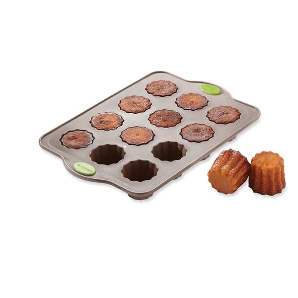 Lot 2 plaques Rigiflex 12 canelés et 24 mini-canelés en silicone et ac