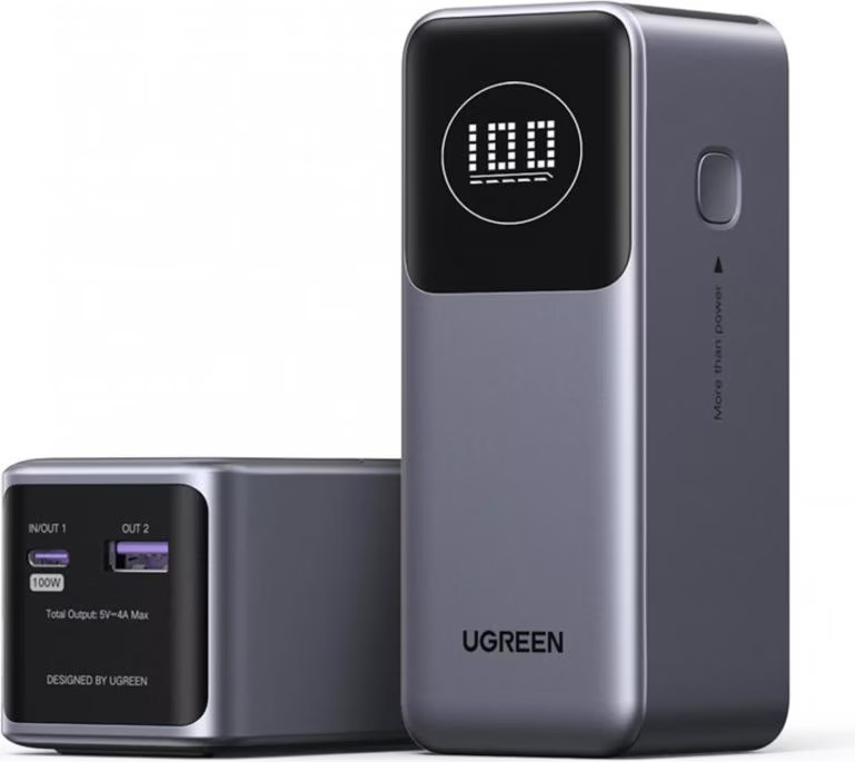 (100W) Nexode 12000mAh Powerbank USB C / USB A Ladegerät inkl. USB C Ladekabel Power Delivery (35526B) - Grau