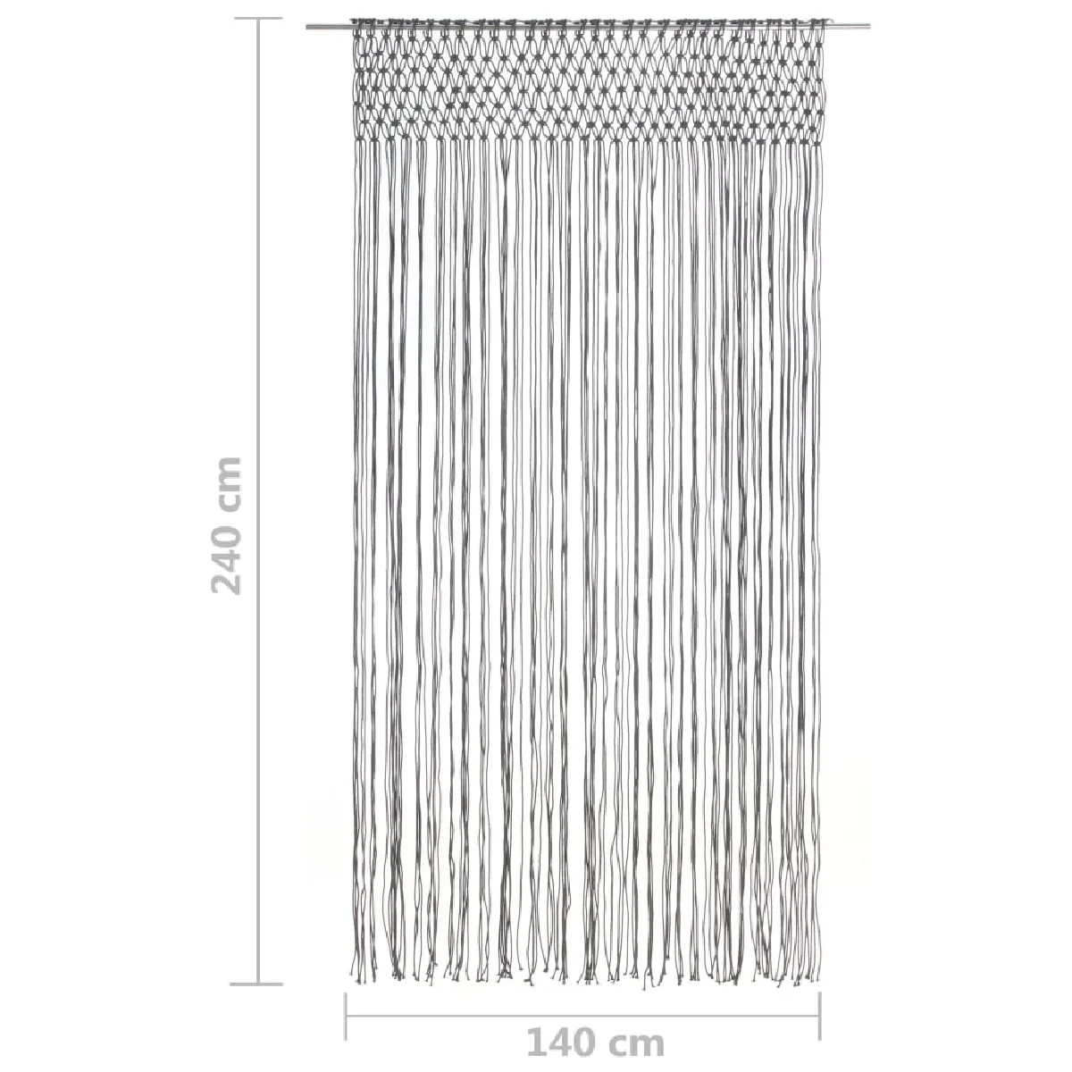vidaXL Rideau en Macramé Anthracite