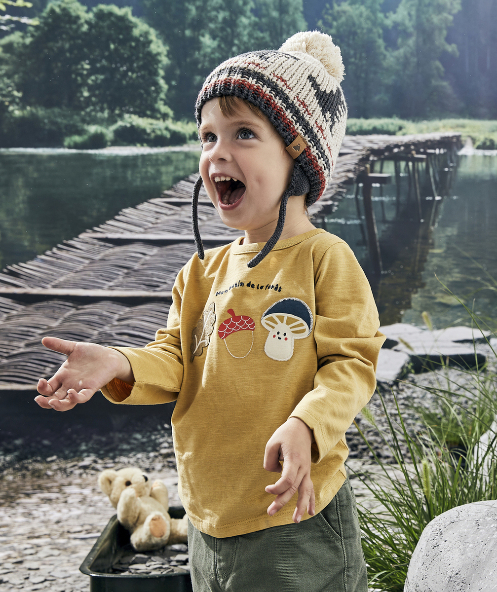 T-SHIRT MANCHES LONGUES BÉBÉ GARÇON EN COTON BIOLOGIQUE JAUNE