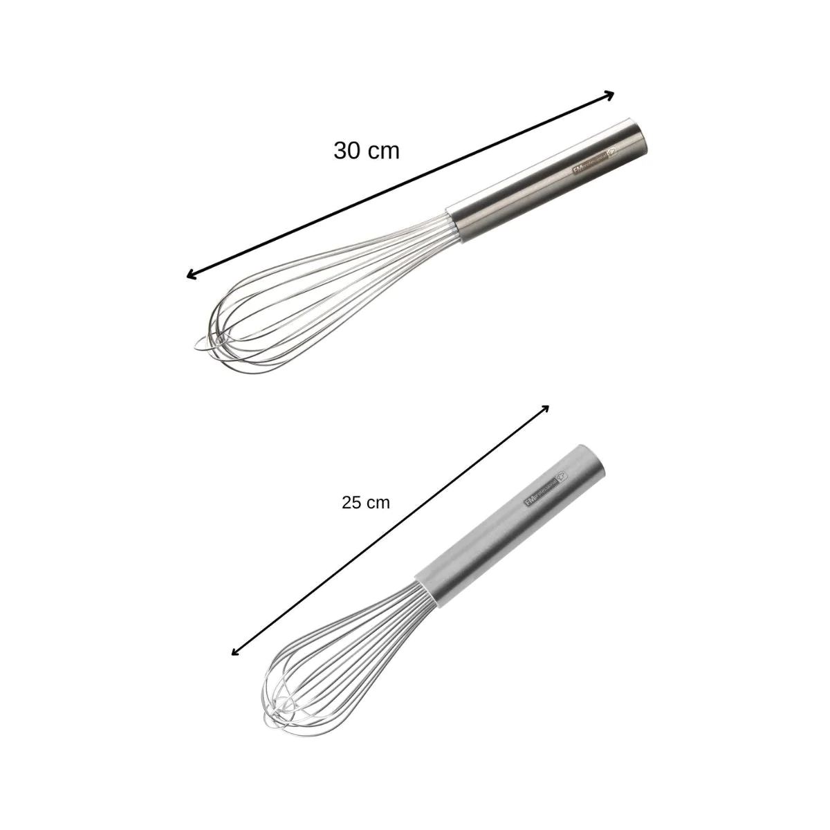Lot de 2 fouets de cuisine ou de pâtisserie en inox 25 cm et 30 cm FM