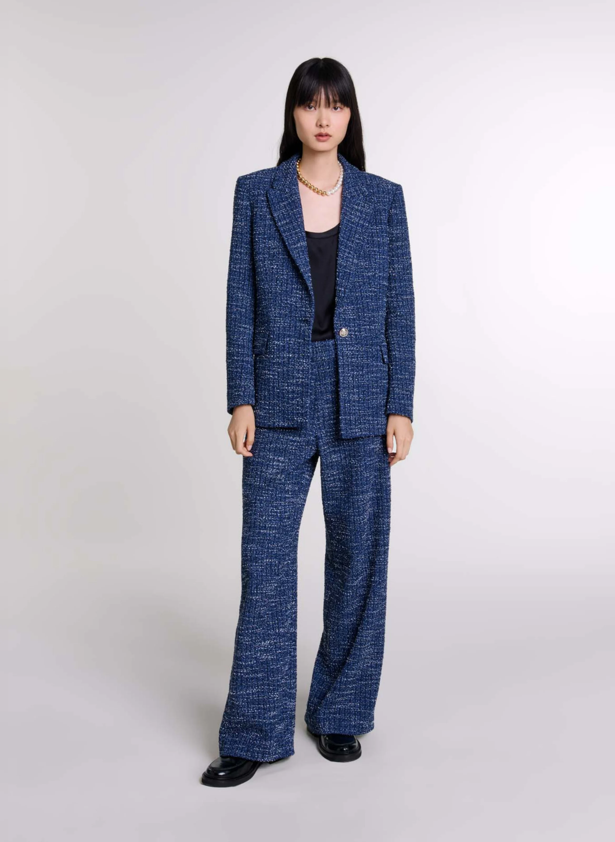 Veste de tailleur en tweed | Bleu