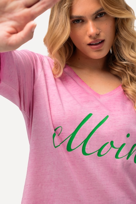 T-Shirt, Moin, Cold Dyed, V-Ausschnitt, 3/4-Arm
