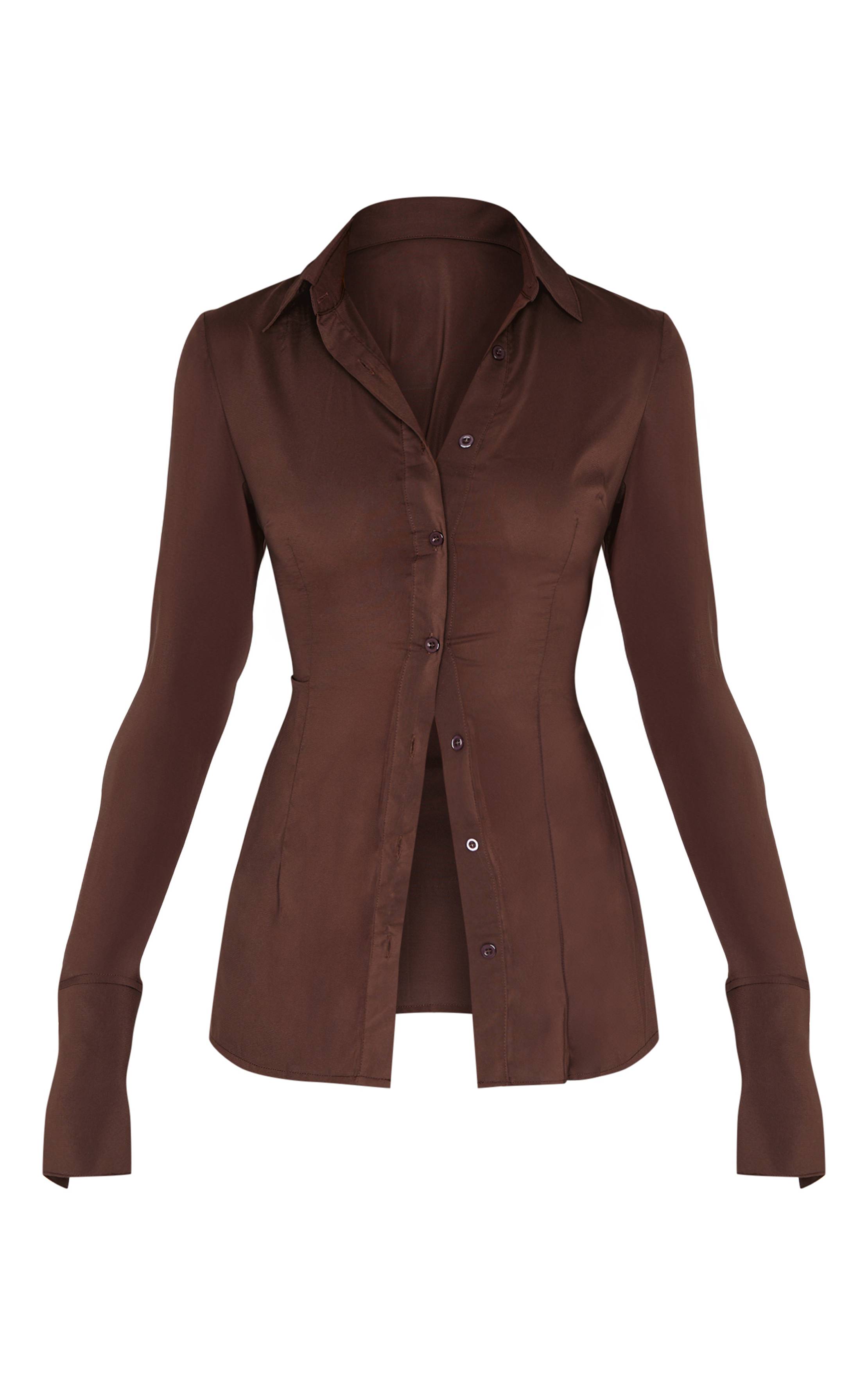 Dark Chocolate Chemise Ajustée En Mousseline