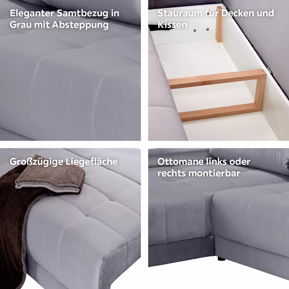 Ecksofa Adria 246 x 137 Grau