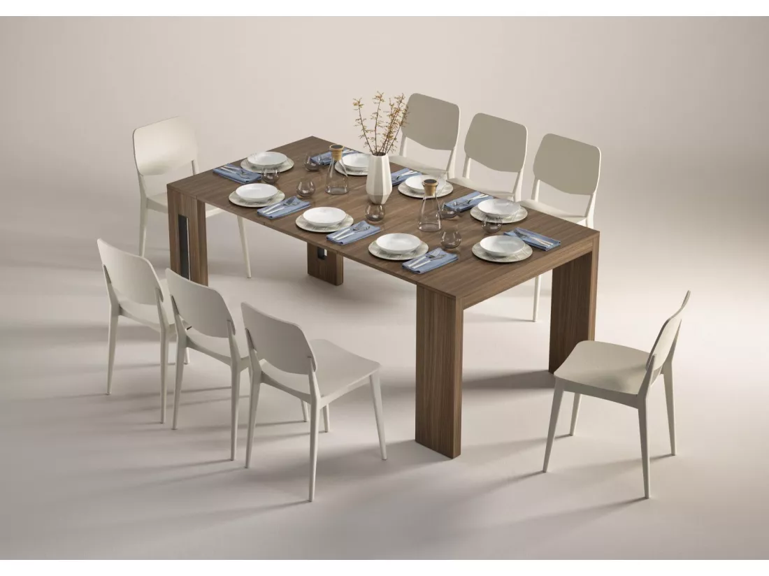 Table extensible - couleur noyer - 90x45-190 cm - ROMA