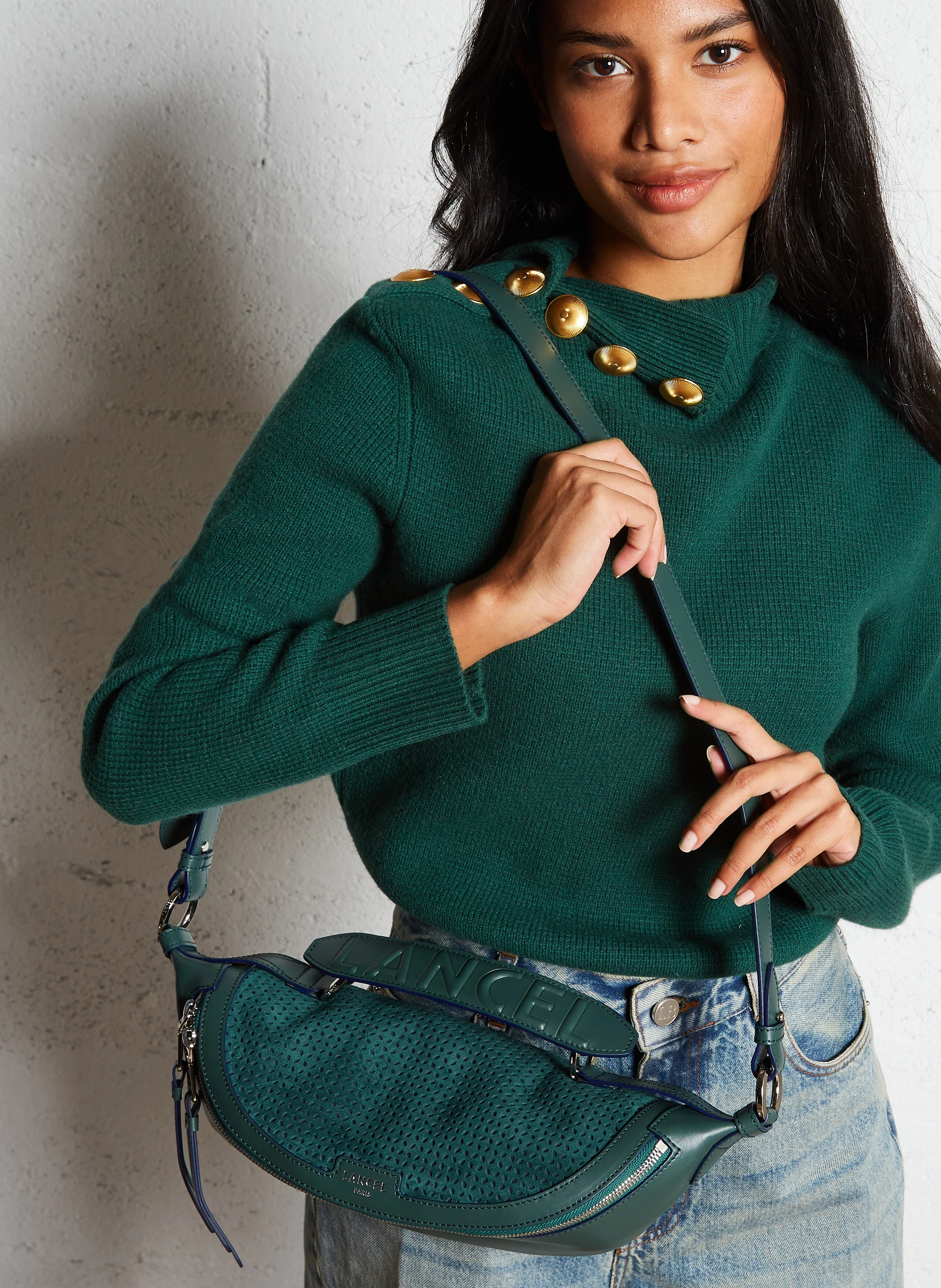 ORIGAMI S - Sac banane en cuir | Vert