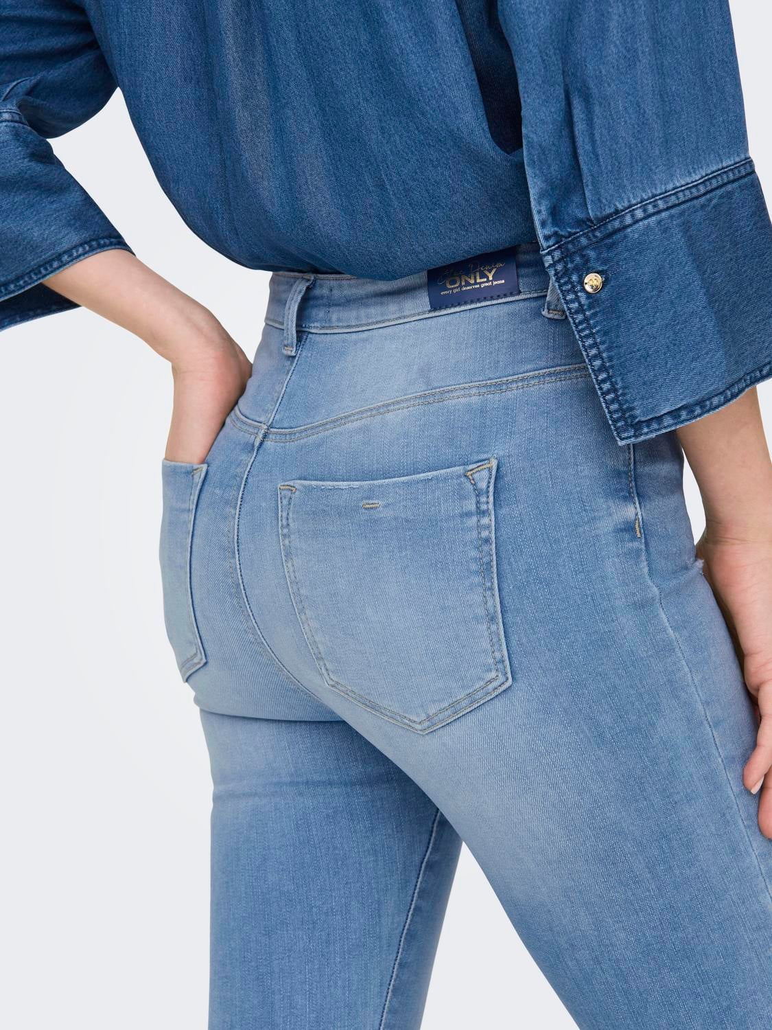 ONLFOREVER Hohe Taille Skinny Fit Jeans Light Blue Denim