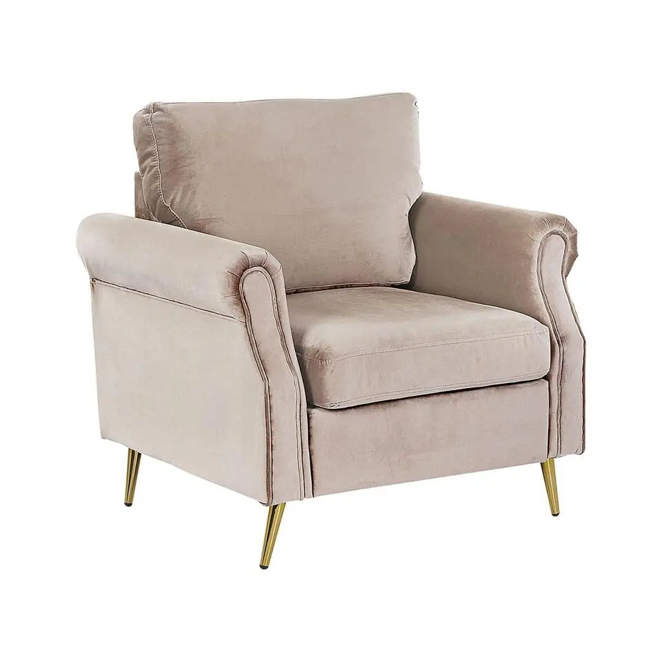 VIETAS - Fauteuil - Beige - Fluweel
