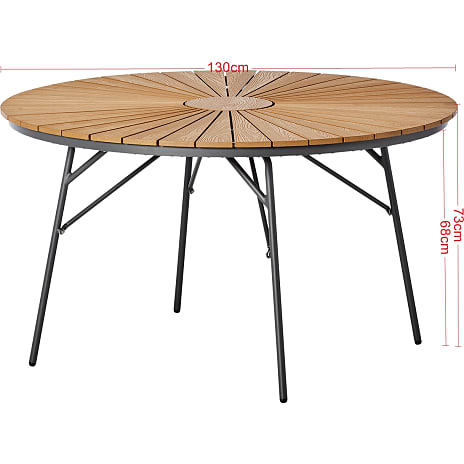 Kerteminde teak - nonwood havebord Ø130 cm, antracit stel