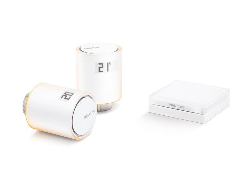 Netatmo Smarter Thermostat Starter Pack 2x Thermostat, 1x H Netatmo Smarte Heizkörperthermostate Starterpaket | Starterpaket bestehend aus 2x Smarten Thermostaten & 1x Hub für Heizkörper
