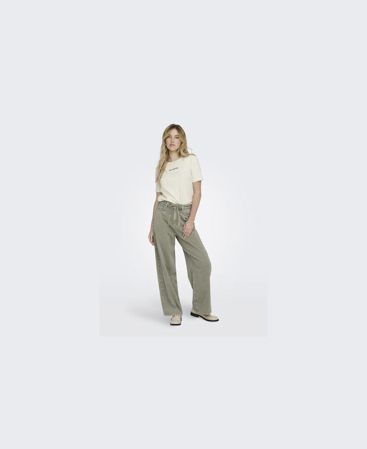 ONLY ONLBLEECKER MW BELT LOOSE LONG PANT Deep lichen green/washed