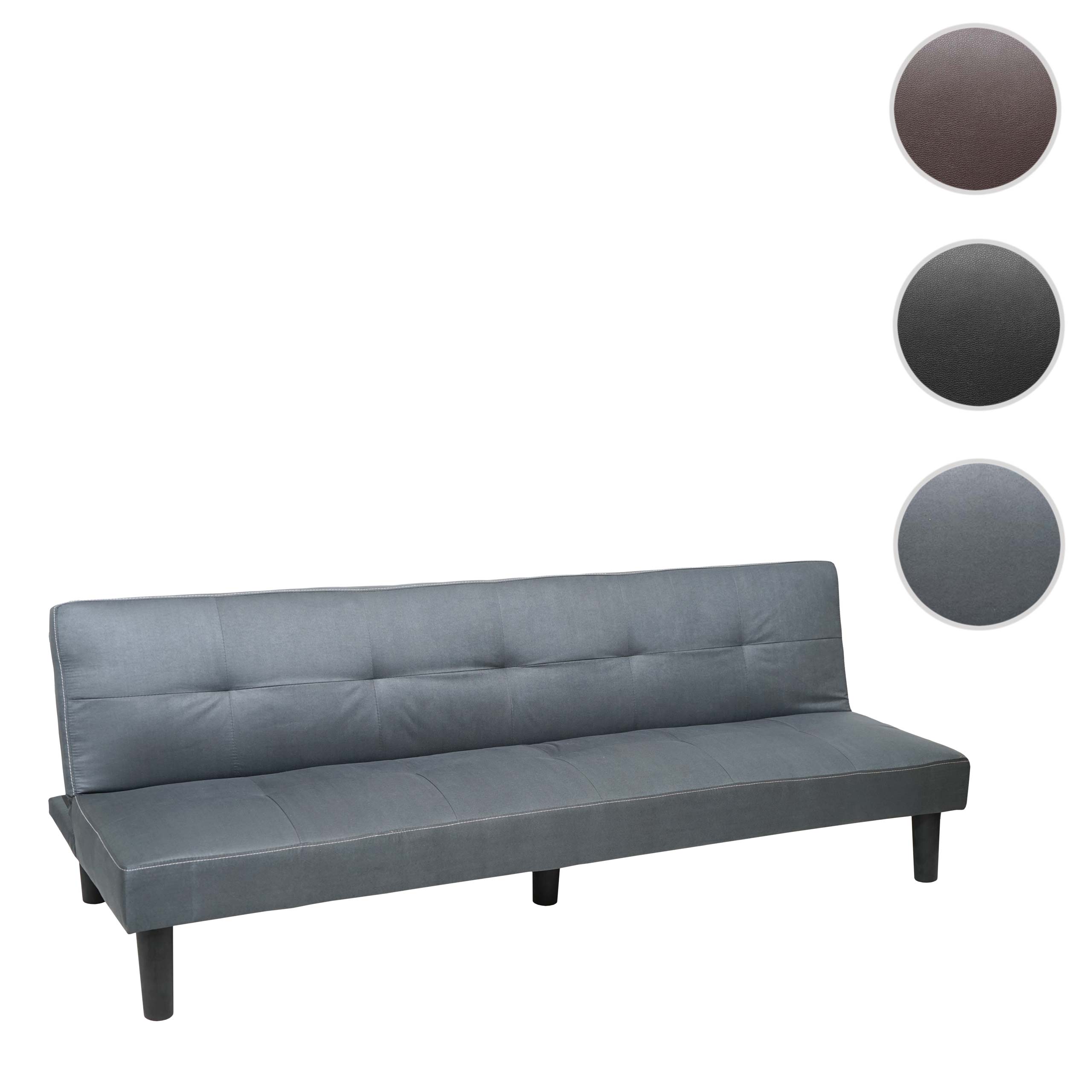 3er-Sofa MCW-G11, Couch Schlafsofa Gästebett Bettsofa Klappsofa, Schlaffunktion 195cm ~ Stoff/Textil, grau