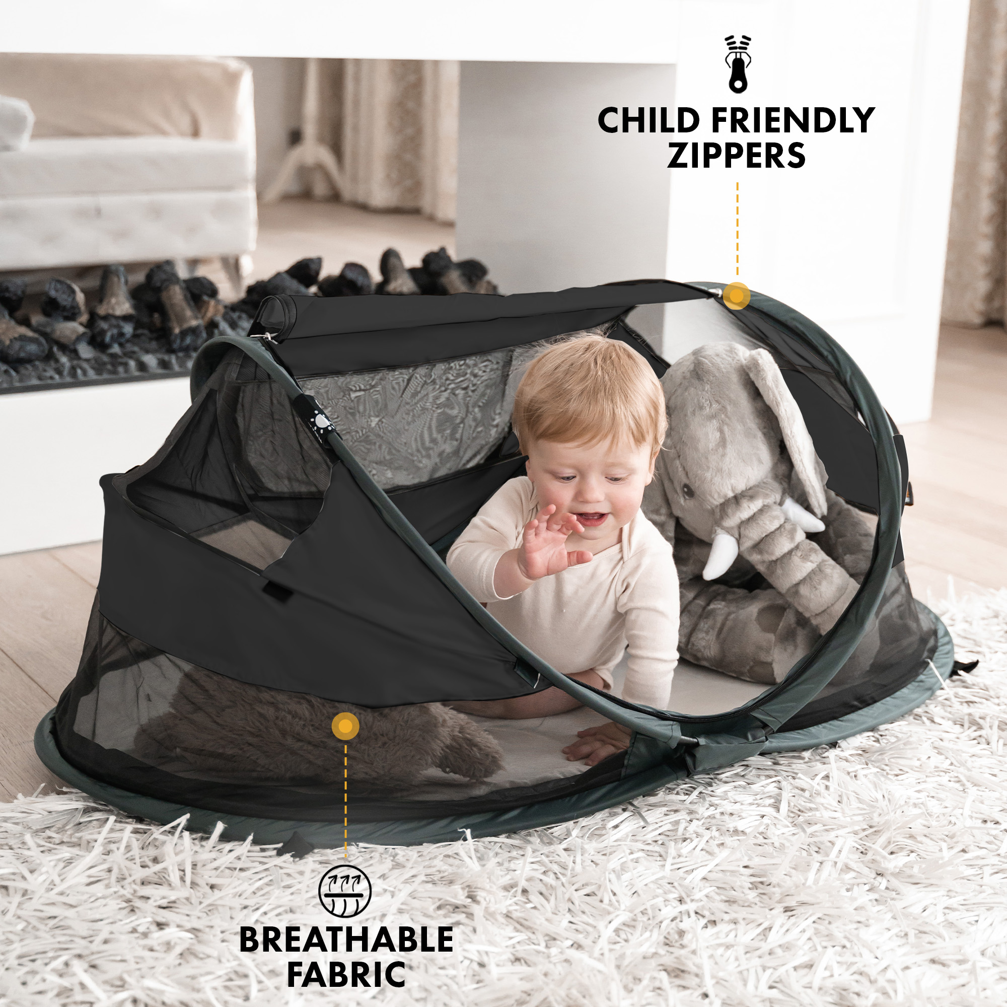 Deryan Baby Luxe zwart Campingbedje