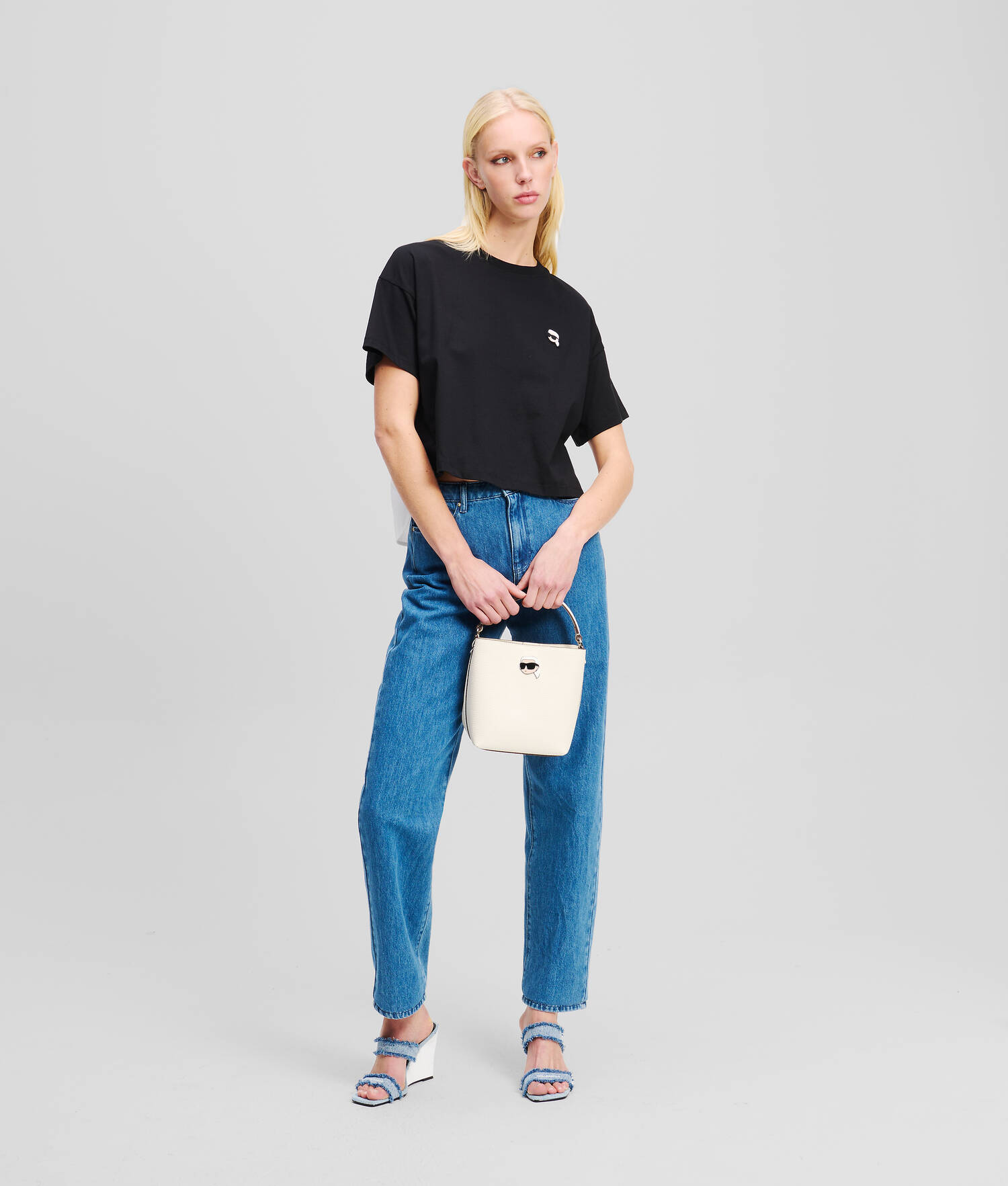 T-SHIRT EN TISSU MÉLANGÉ IKON - Noir