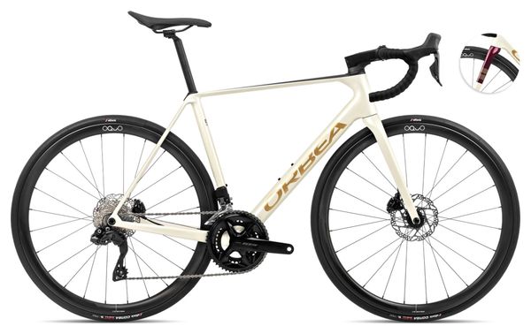Vélo de Route Orbea Orca M35i Shimano 105 Di2 12V 700 mm Blanc Ivory Rouge Burgundy 2024