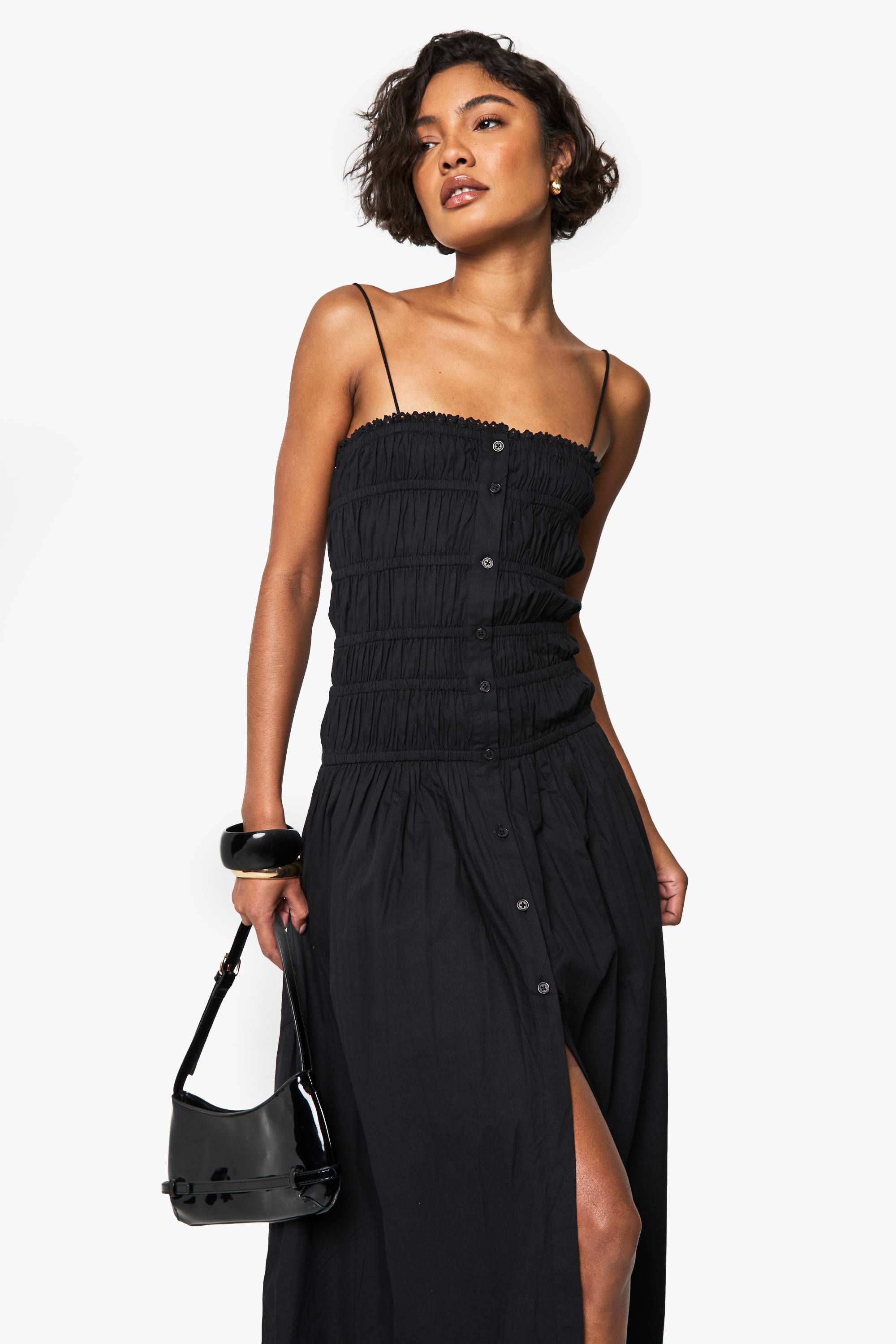 boohoo Robe Maxi Bandeau Froncée Longue