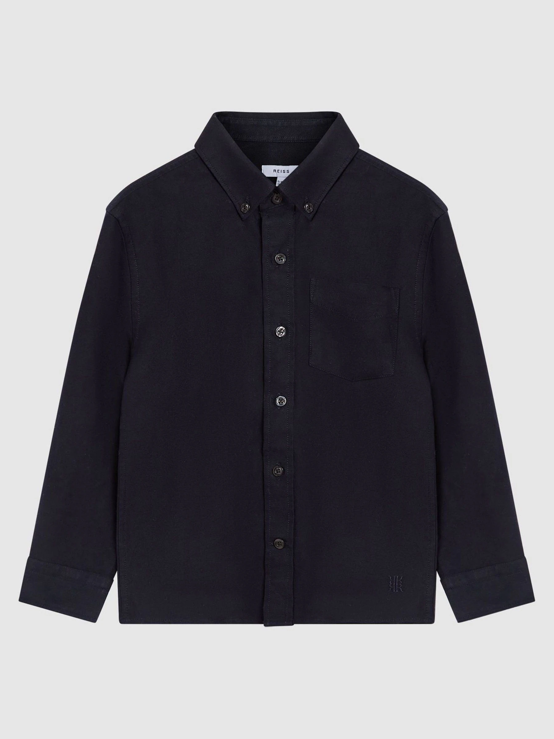 Marineblauw - Reiss Greenwich Oxford overhemd met knopen