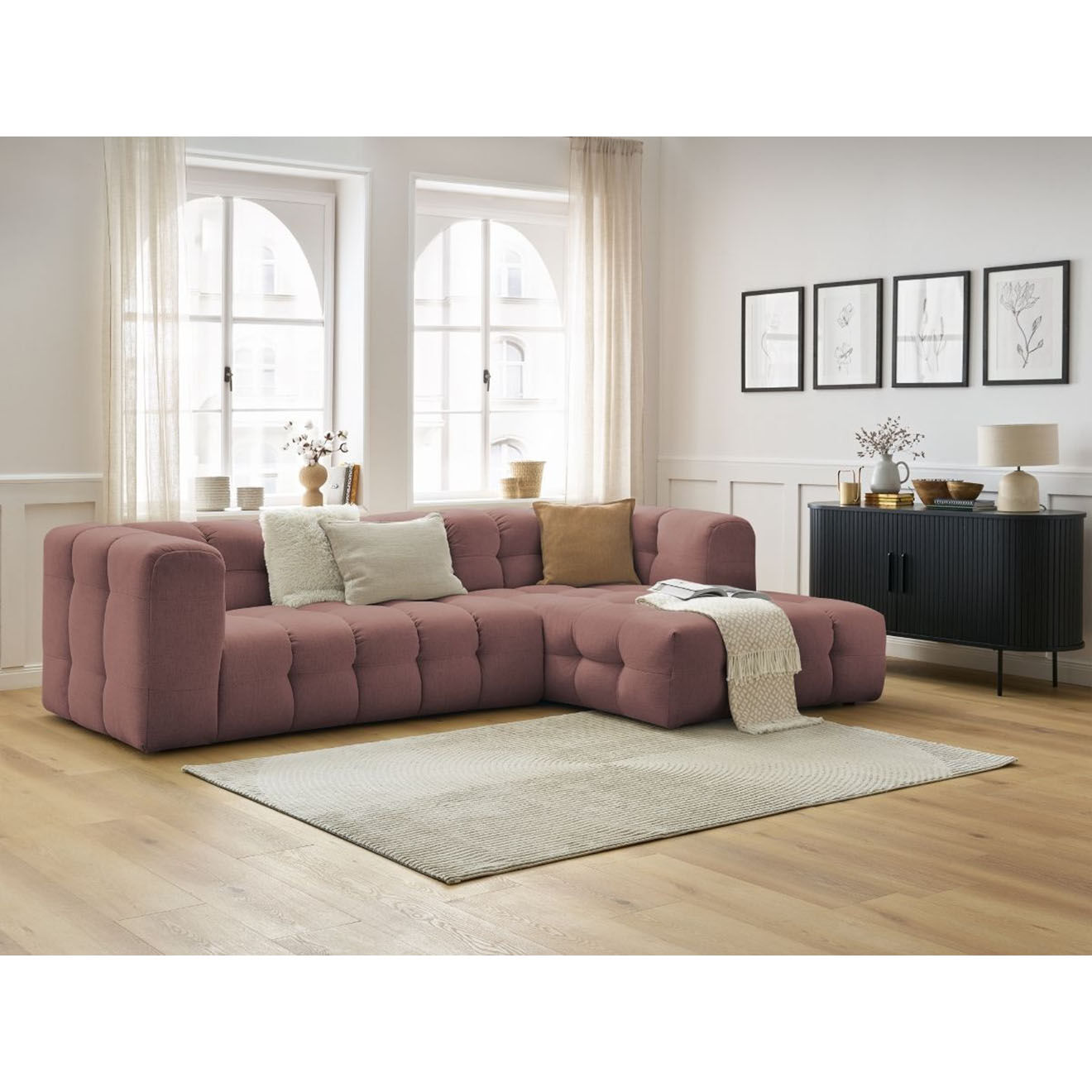Bobochic Canapé d'angle droit cloud rose - 288x184x75 cm