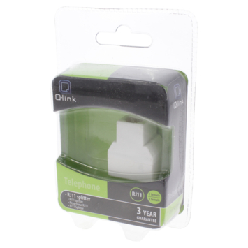 Q-Link telefoon split module RJ11 4 polig 1 female/2female wit