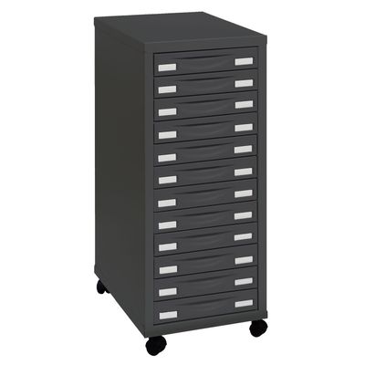 Module de rangement à roulettes 12 tiroirs - anthracite