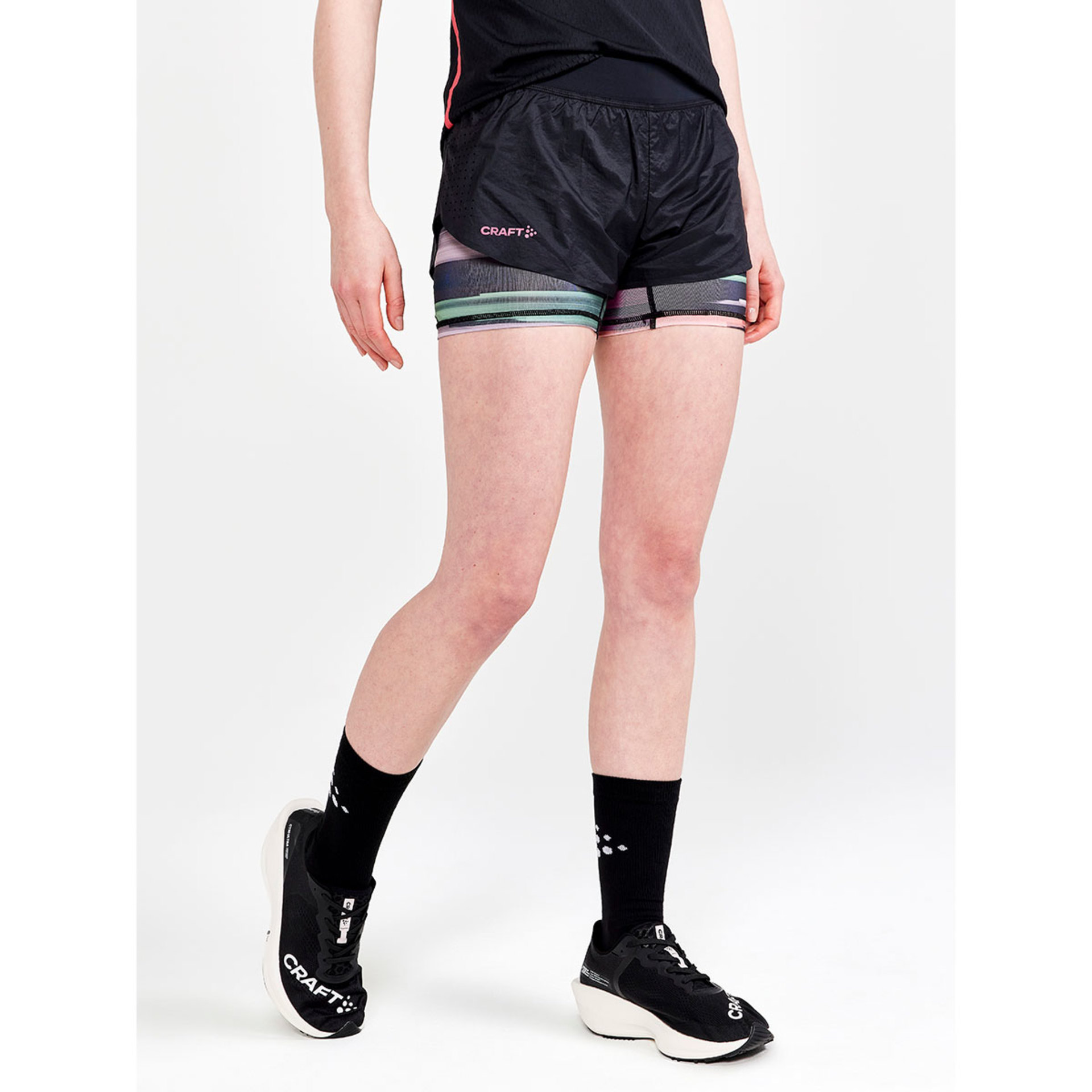Craft CTM Distance 2in1 Hardloopbroek Kort Zwart/Multi Dames