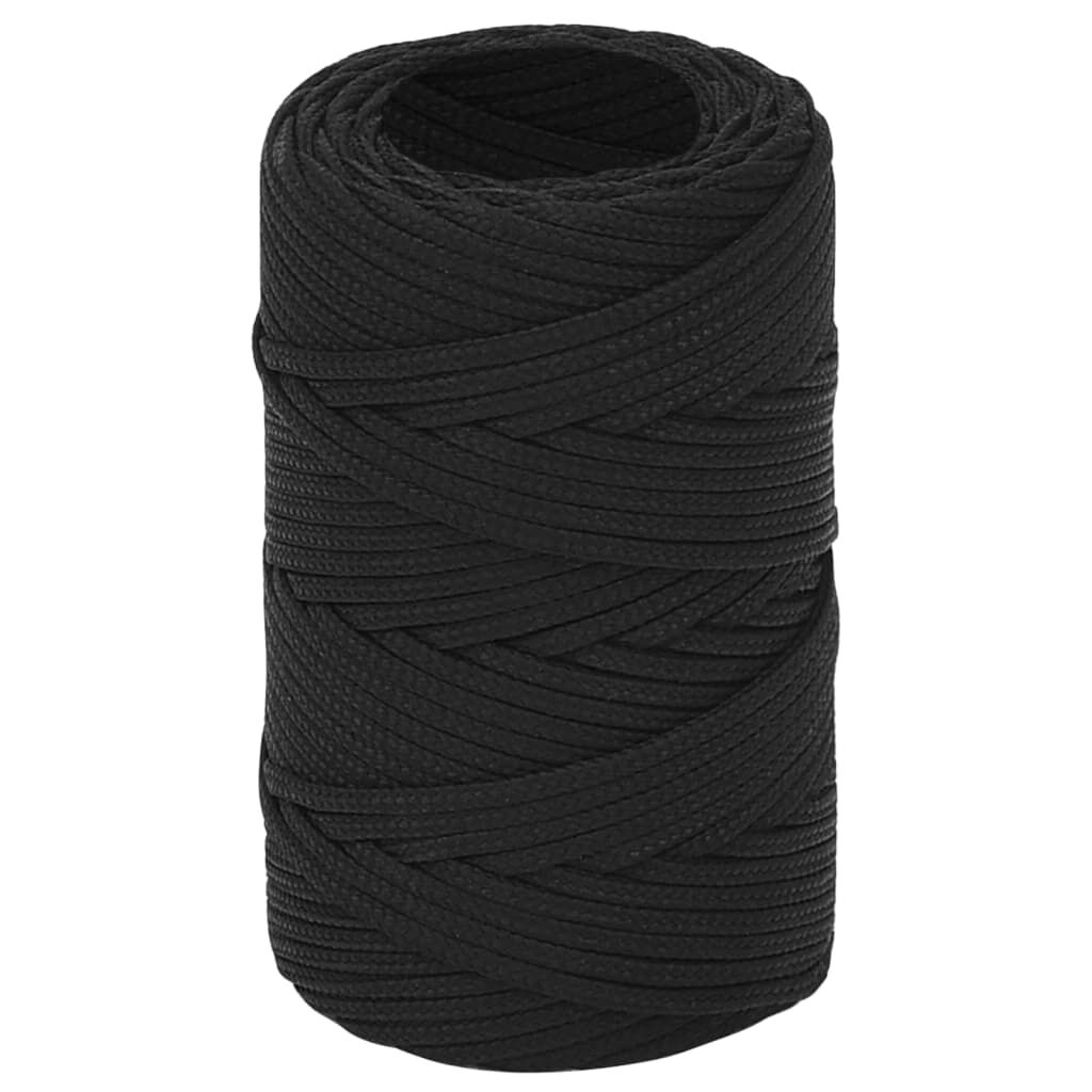 vidaXL Zeiltouw, massief zwart, 2 mm, 25 m, polypropyleen