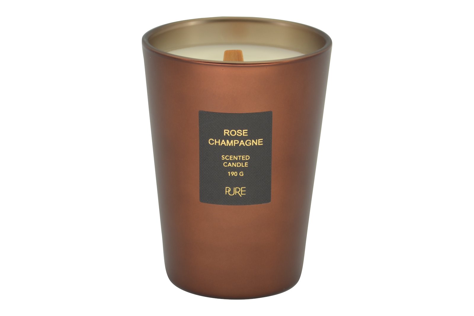 Rose Champagne duftlys Kobber Ø8 H10,5 cm, 190g. 40 timer brennetid.