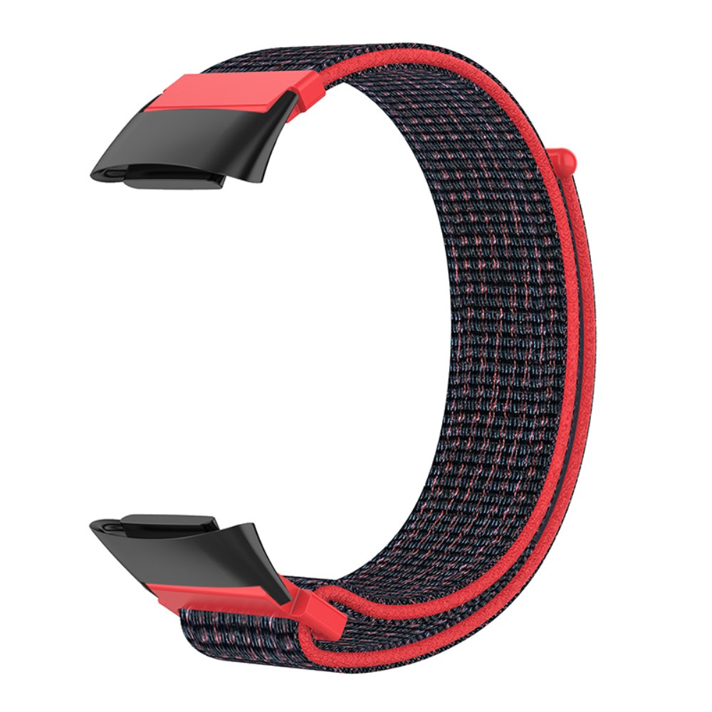 Fitbit Charge 6 / 5 Nylon Klettverschluss Ersatz Armband (Gelenkumfang: 165-235mm) - Schwarz / Rot