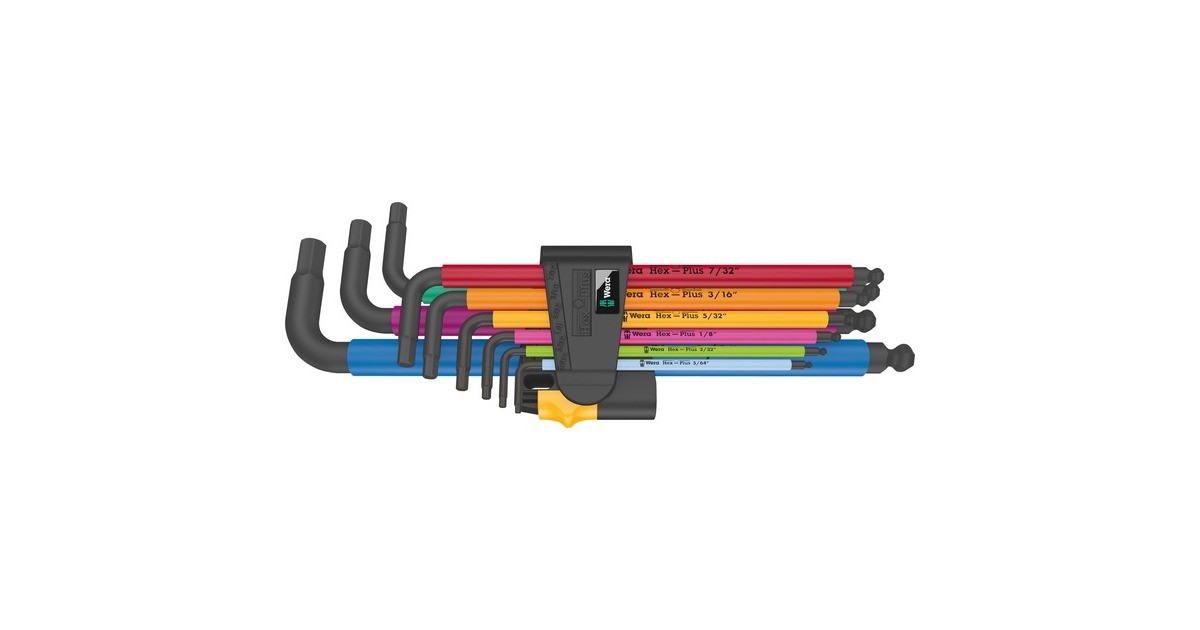 Wera950/9 Hex-Plus Multicolour Imperial 2 Stiftsleutelset, inch, 9-delig  (Zwart, BlackLaser)
