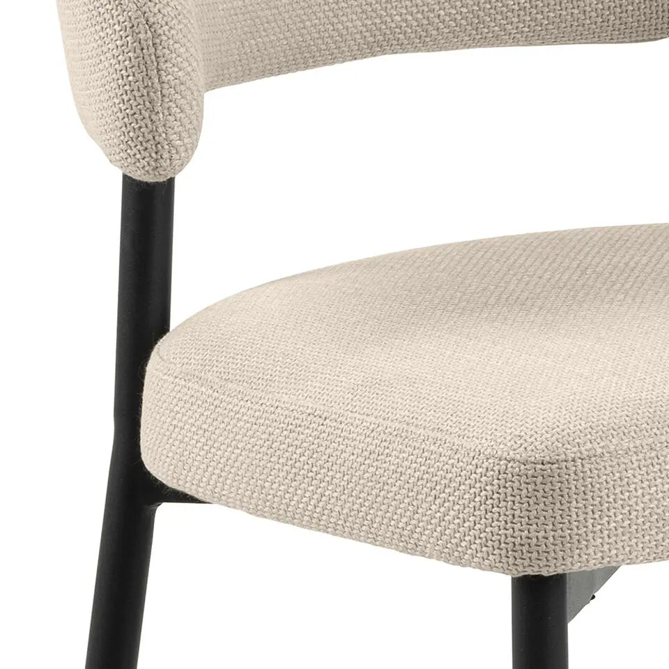 Eetkamerstoel Beige Stof/Metaal - Zithoogte 47,5cm - Catania - Set van 2