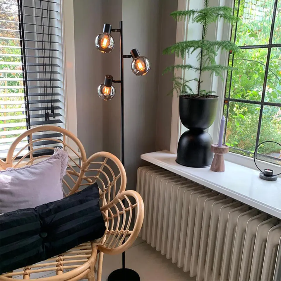 Qazqa vloerlampen vidro zwart e14