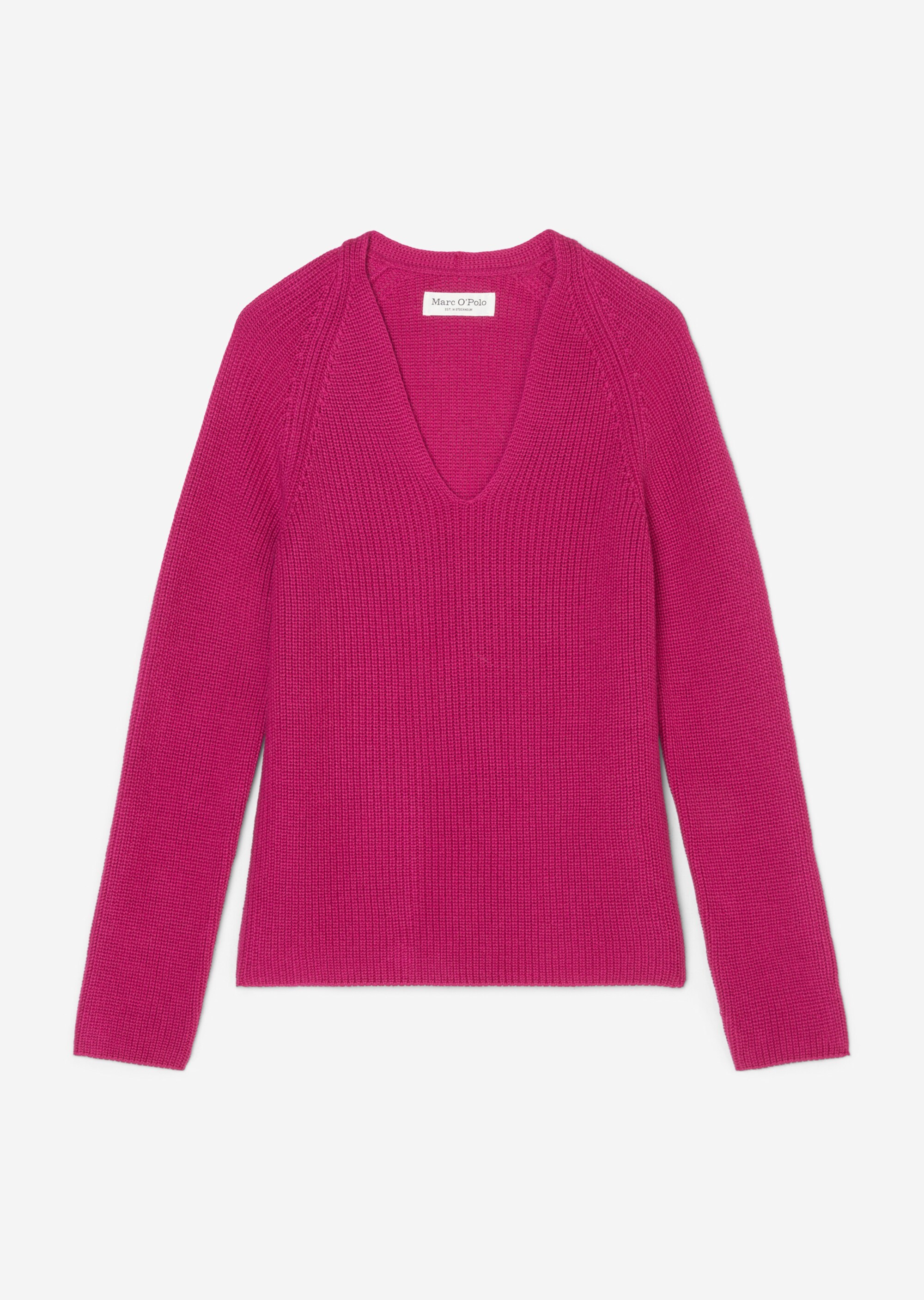 V-Neck-Strickpullover relaxedaus schwerem Baumwoll-Garn