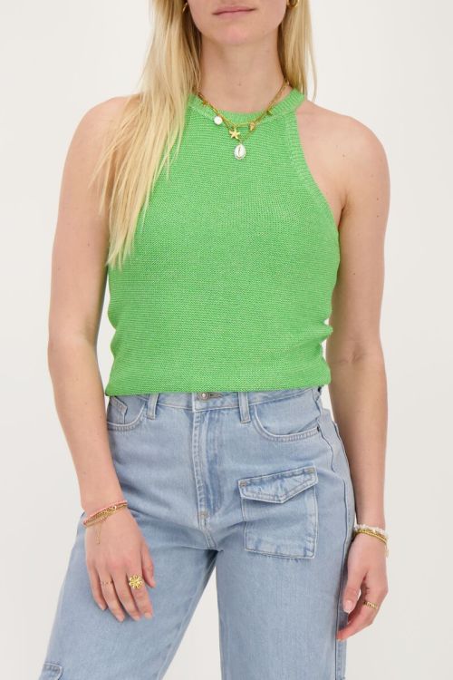 Groene halter top met lurex