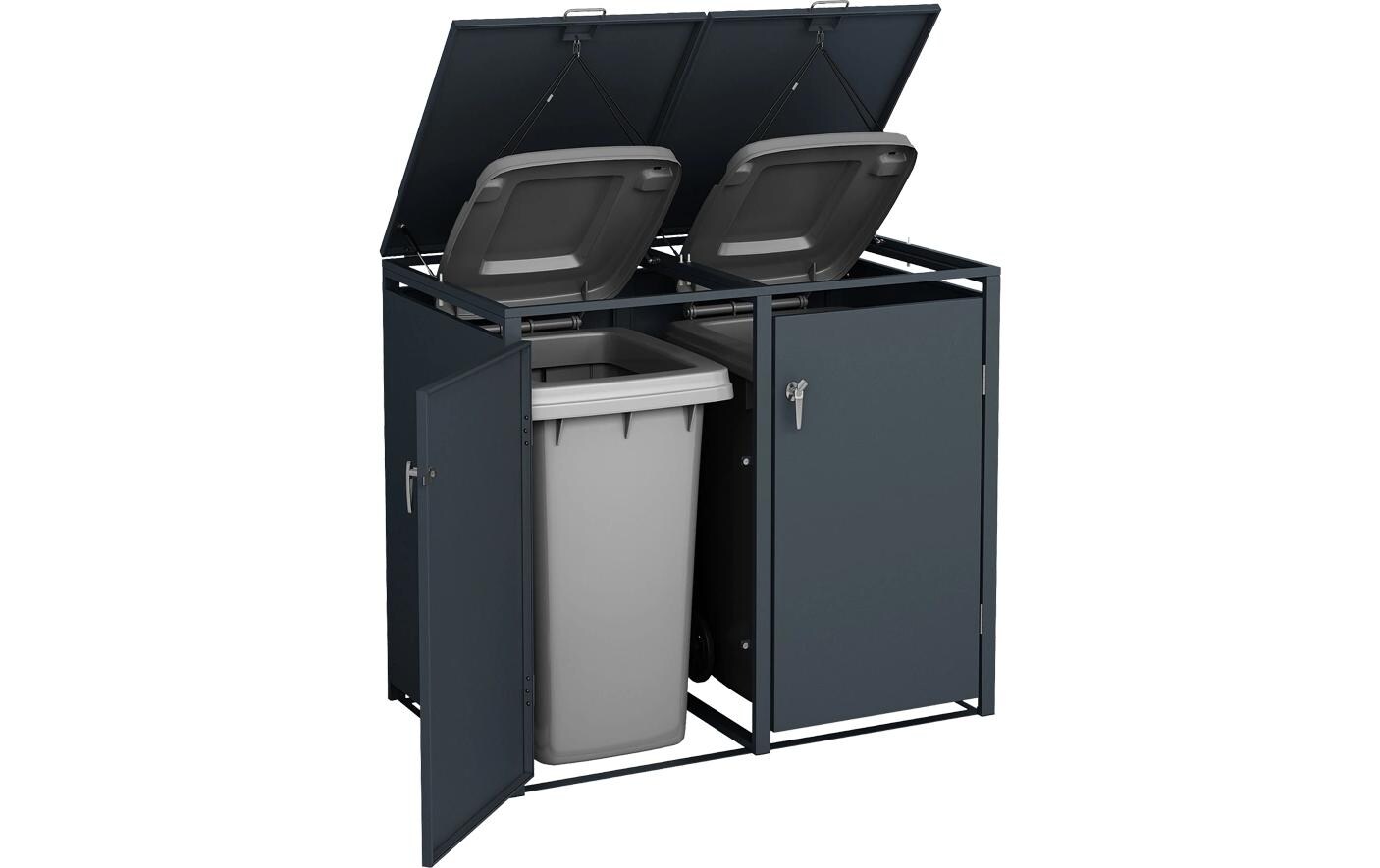 Mülltonnenbox Anthrazit<br>Abfallbehälterbox für 2 x 60 l/120 l/240 l