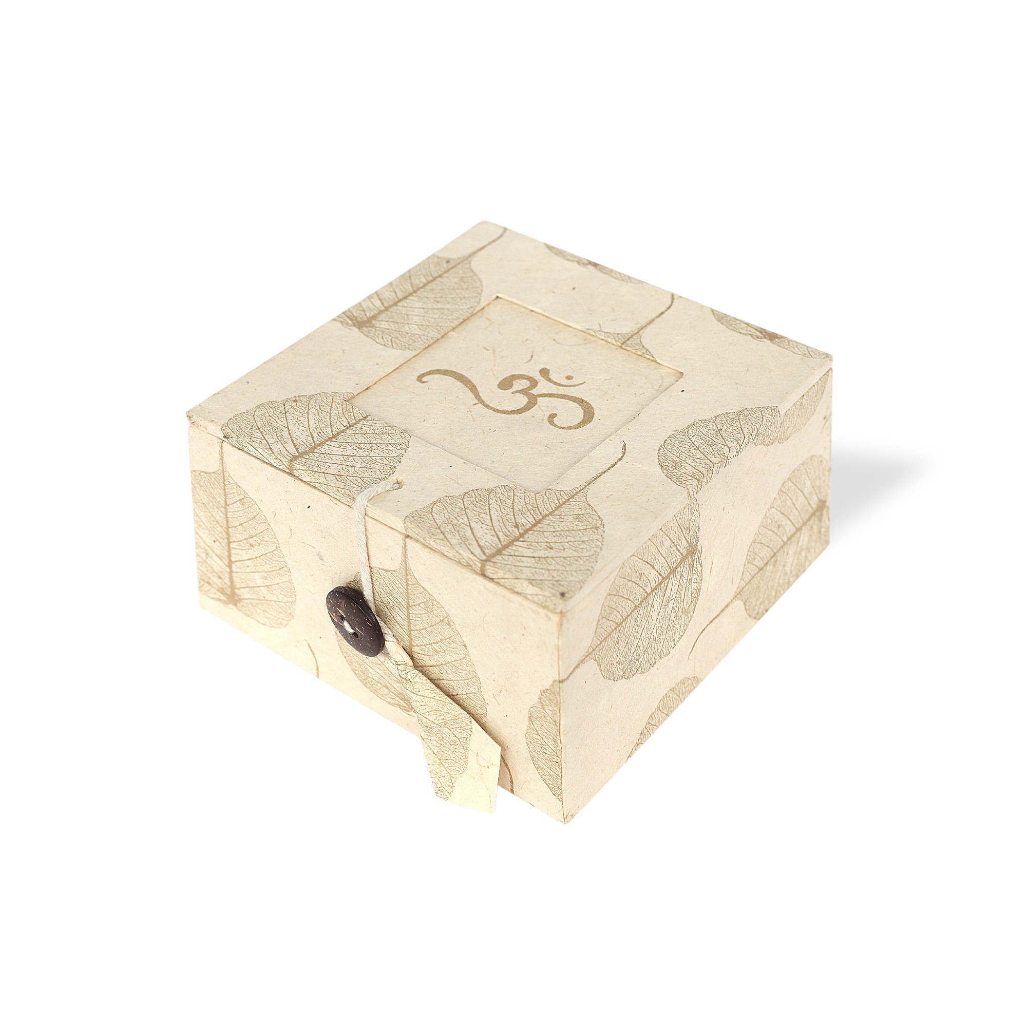 Lokta Box 'Om', weiß, T 11 cm, B 11 cm, H 5,5 cm von fischer's lagerhaus