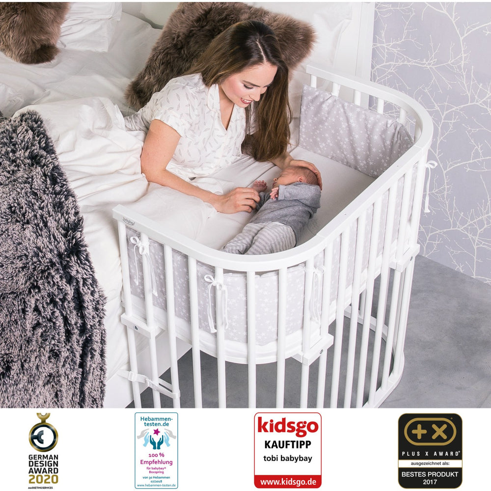 Køb babybay® Bedside Crib Hvid Varnished Boxspring Co-Sleeper Babyseng
