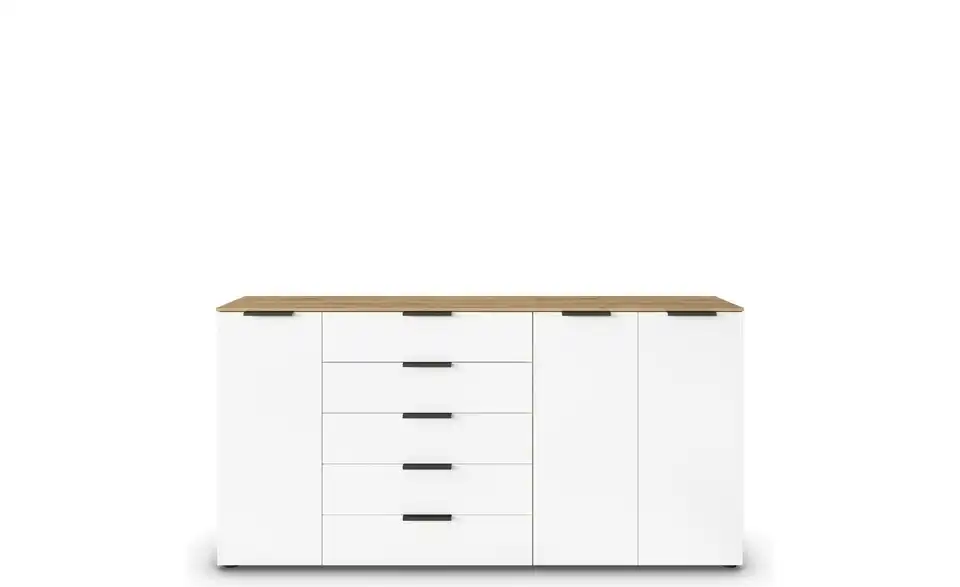 Sideboard Weiß, Eiche Artisan (Nachbildung) Front: Dekor, Oberboden: Dekor Graphit