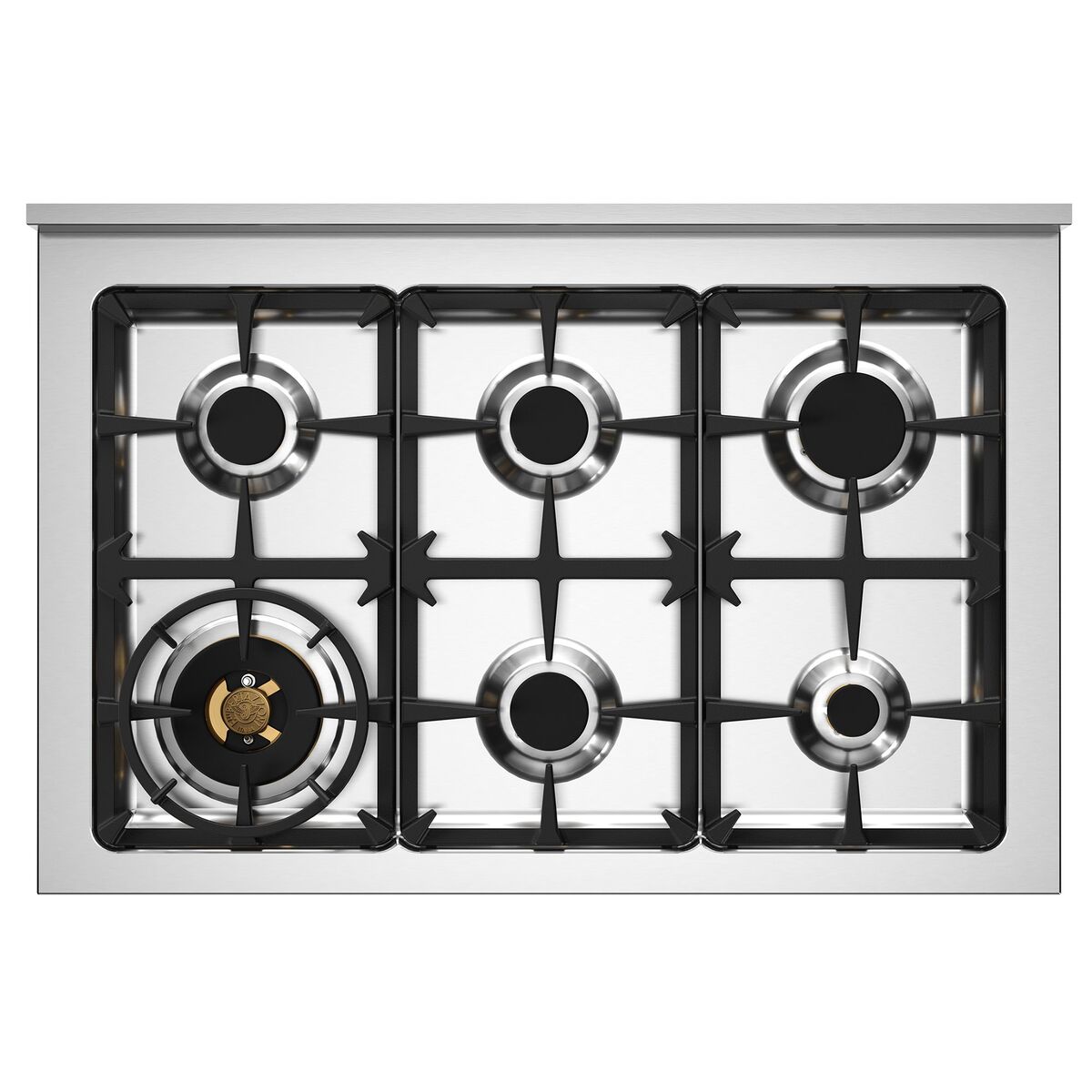 PRO96L2EXT Professional Gasskomfyr med dobbelovn 90 cm, Rustfritt Stål