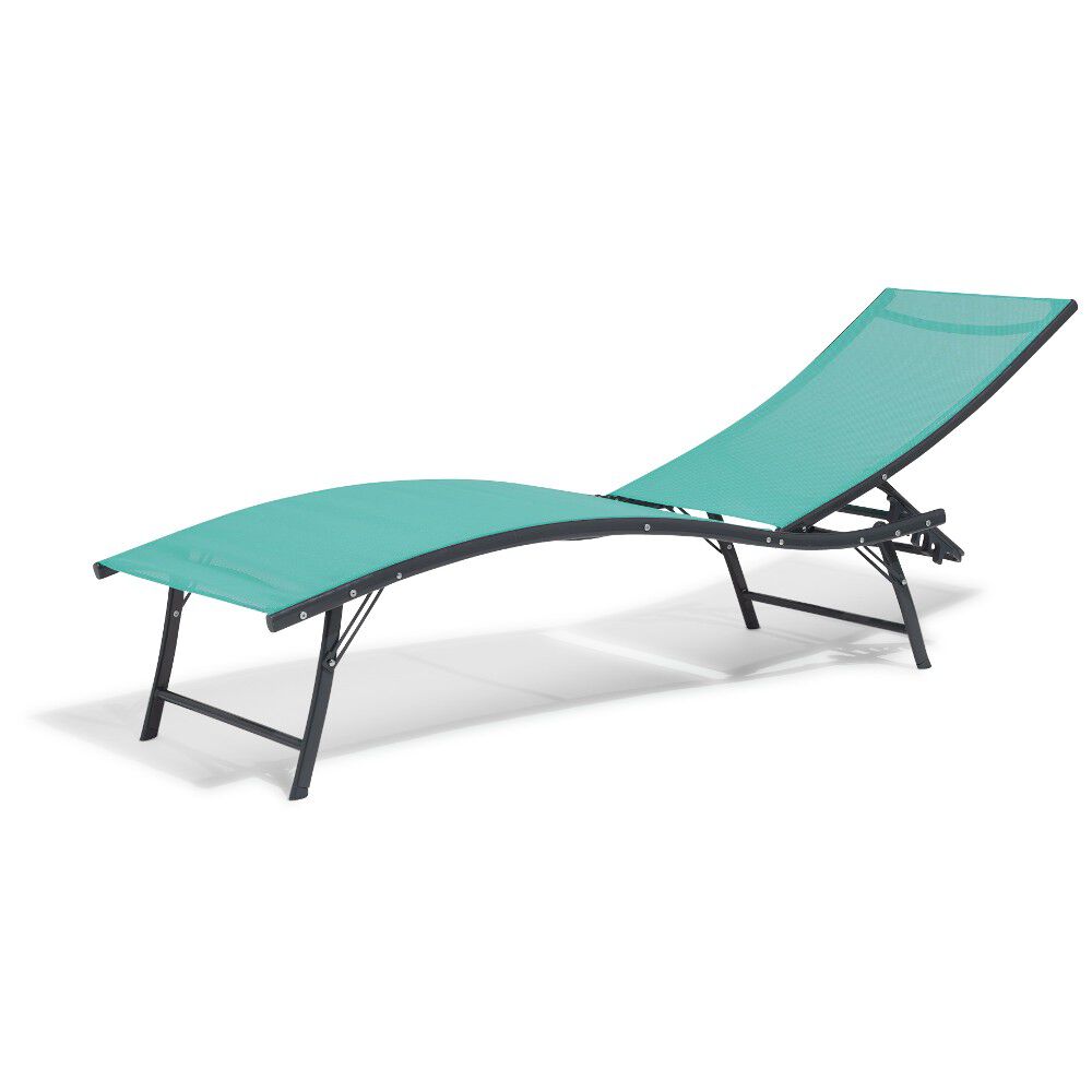 Bain de soleil Bahia pliant 5 positions bleu émeraude