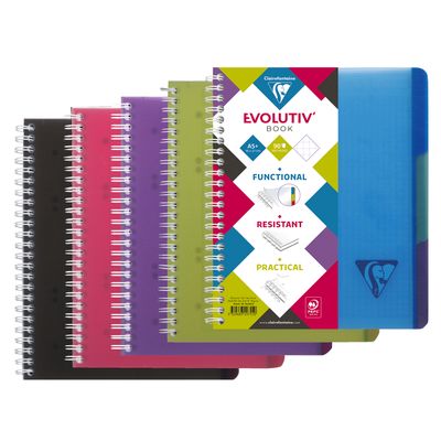Clairefontaine Linicolor Evolutiv'Book - Cahier à spirale - A5 (16x21 cm) - 180 pages - petits carreaux (5x5 mm) avec marge