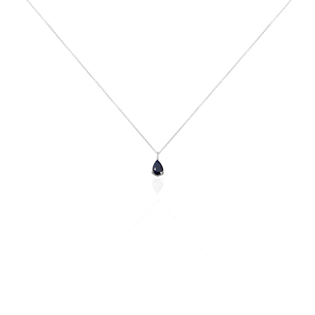 Collier Goutte Or Blanc Saphir
