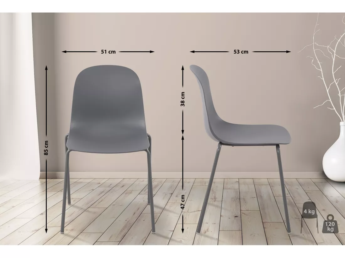 Chaise de conférence - Plastique - Gris foncé - Hardin