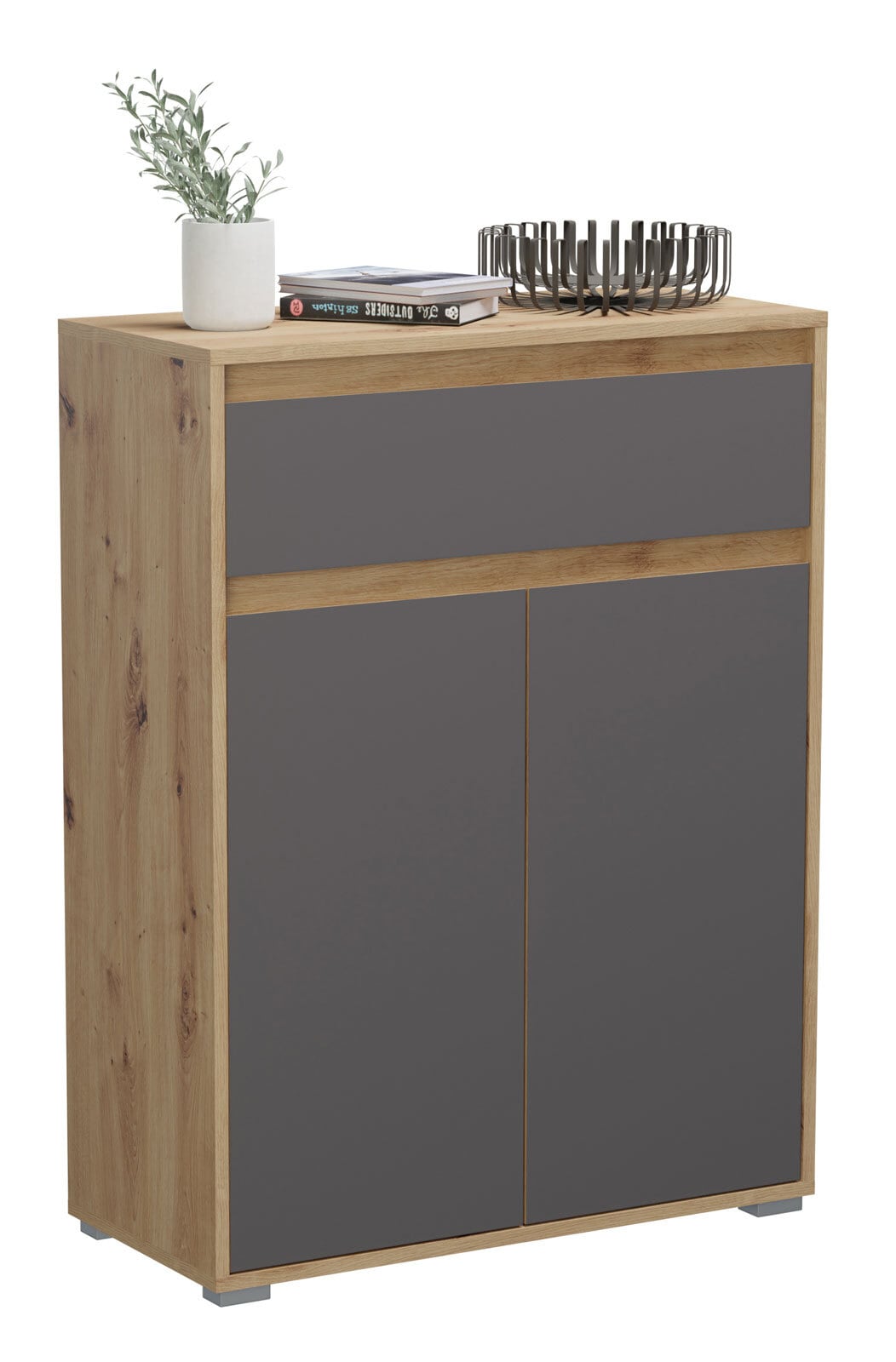 Schuhschrank Torino 76x102x35 cm Eiche/grau
