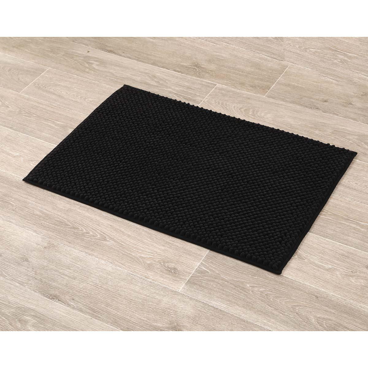 TAPIS MICROFIBRE BOULES 50X80CM NOIR