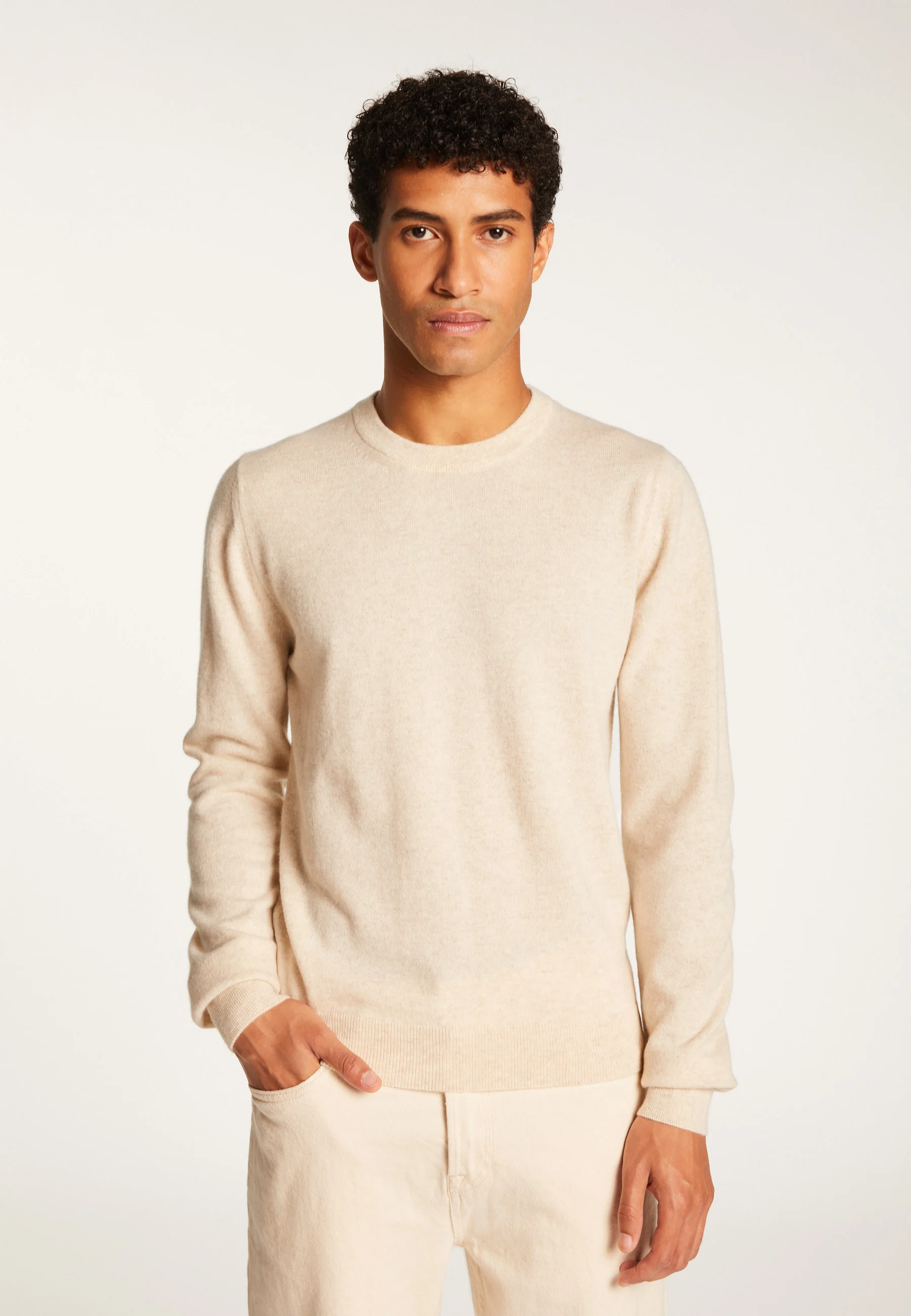EVAINAH24 - Pull col rond en cachemire | Beige