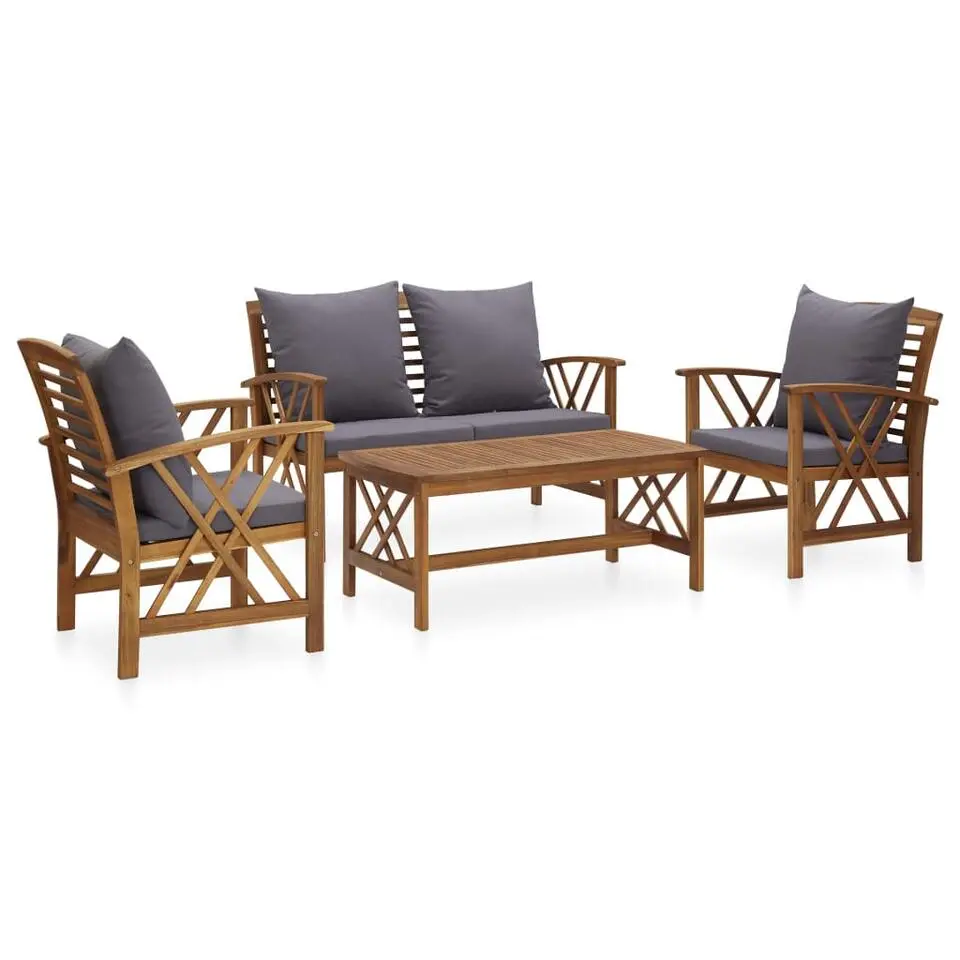 vidaXL - Loungeset - Grijs - Hout
